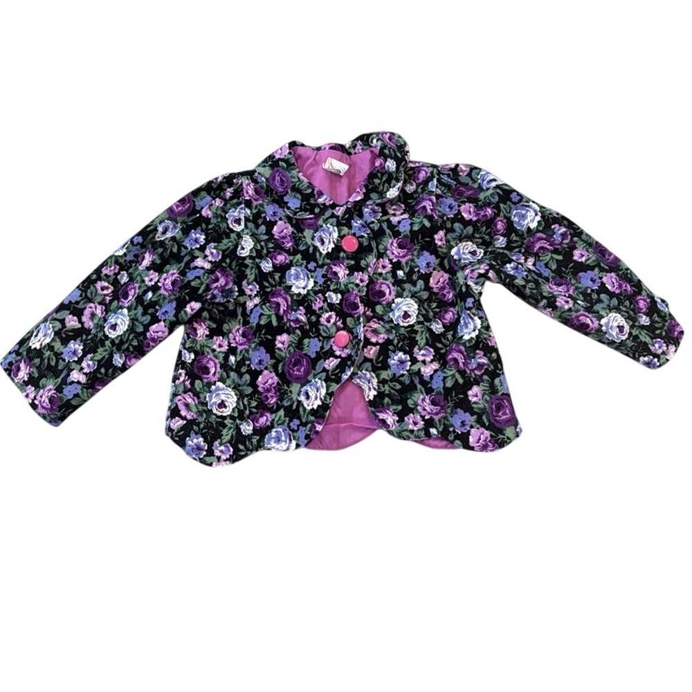 Kids Floral corduroy Jacket in Purple and Black floral size 4
